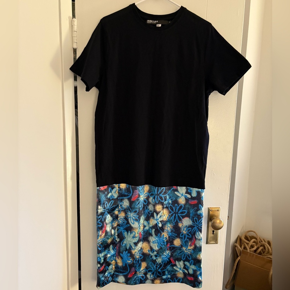 Bimba y Lola Black and Blue Floral shirt Dress